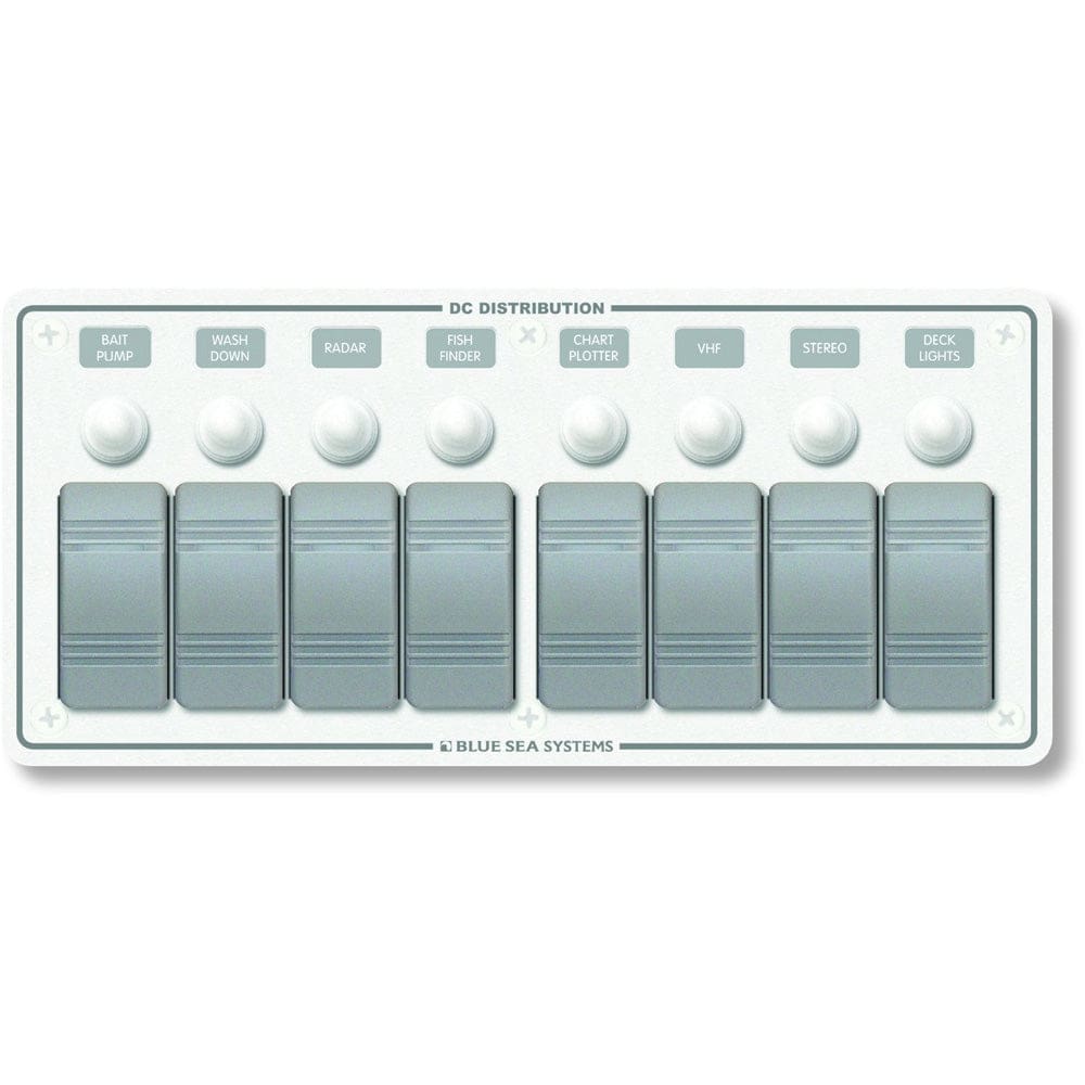 Blue Sea 8271 Water Resistant Panel - 8 Position - White - Horizontal Mount - Electrical | Electrical Panels - Blue Sea Systems