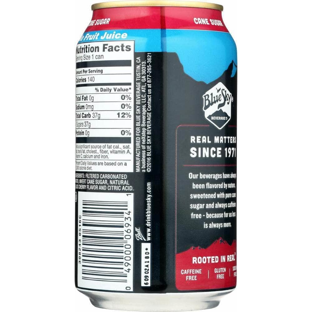 Blue Sky Blue Sky Cane Sugar Soda Black Cherry 6-12oz, 72 oz