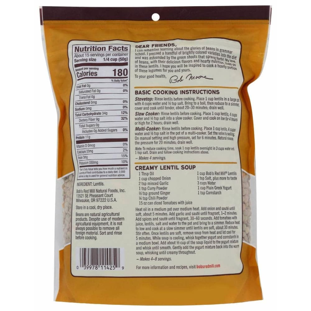 BOBS RED MILL Grocery > Pantry BOBS RED MILL: Brown Lentils, 27 oz