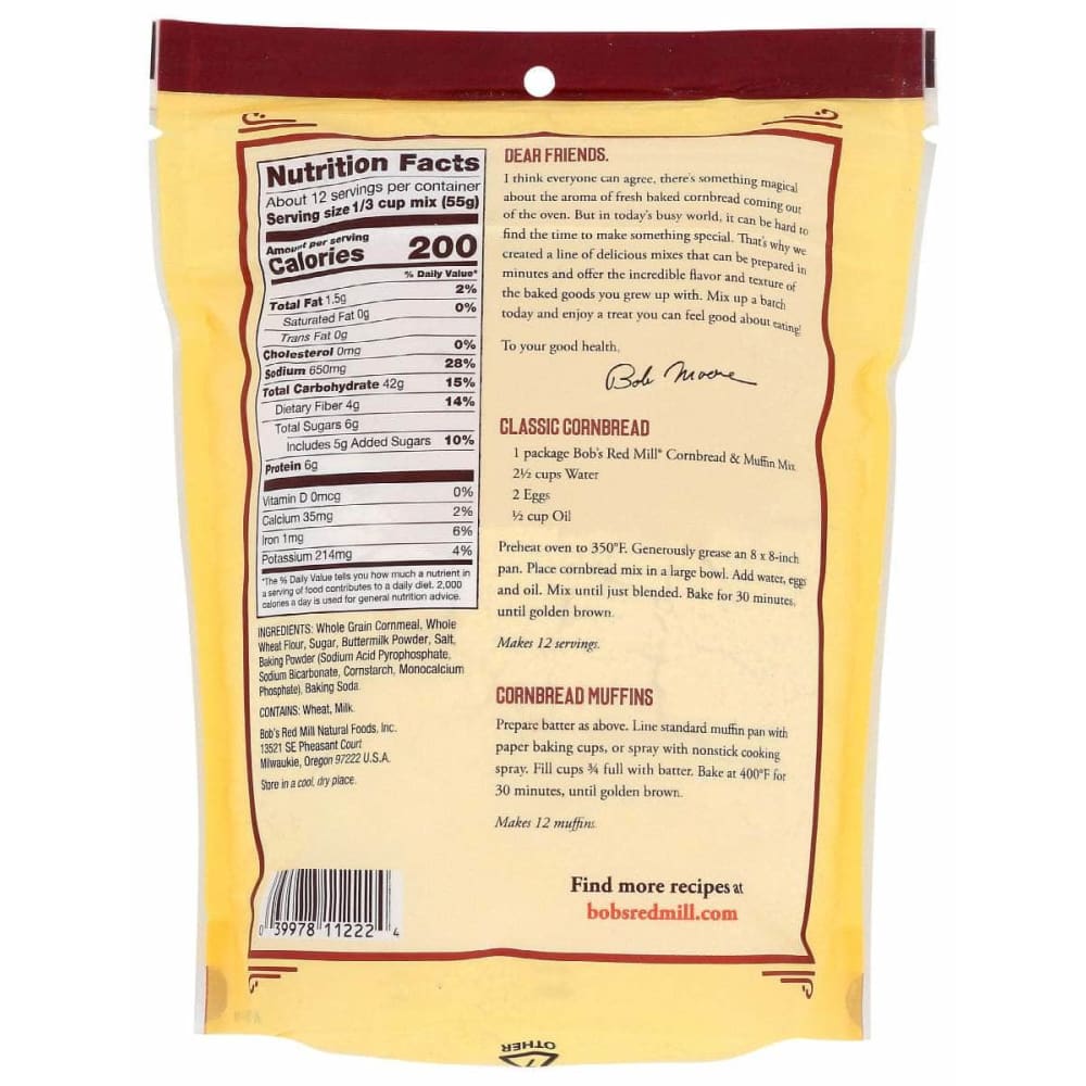 BOBS RED MILL Grocery > Cooking & Baking BOBS RED MILL: Cornbread & Muffin Mix, 24 oz