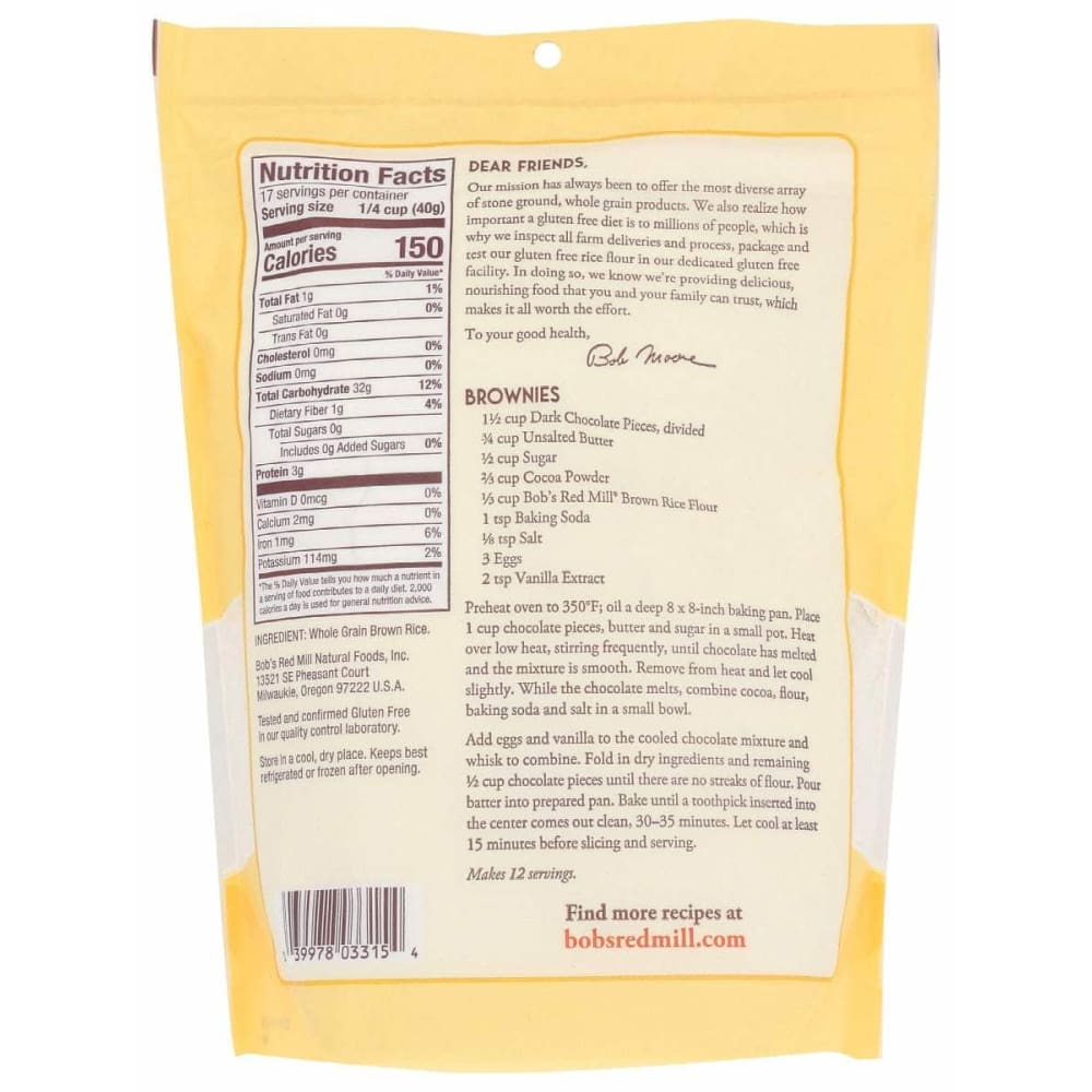 BOBS RED MILL Grocery > Cooking & Baking > Flours BOBS RED MILL: Flour Brown Rice, 24 oz