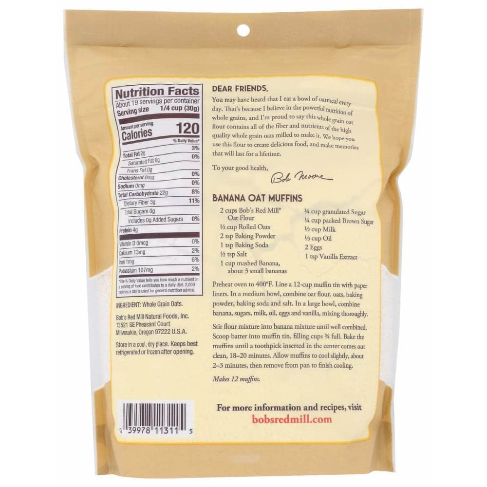 BOBS RED MILL Grocery > Cooking & Baking > Flours BOBS RED MILL: Flour Oat, 20 oz