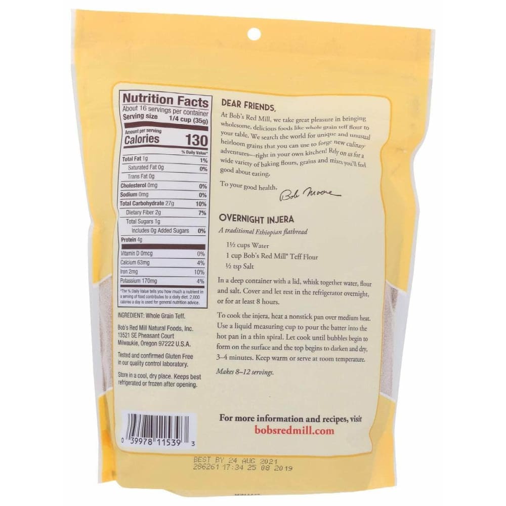 BOBS RED MILL Grocery > Cooking & Baking > Flours BOBS RED MILL: Flour Teff, 20 oz