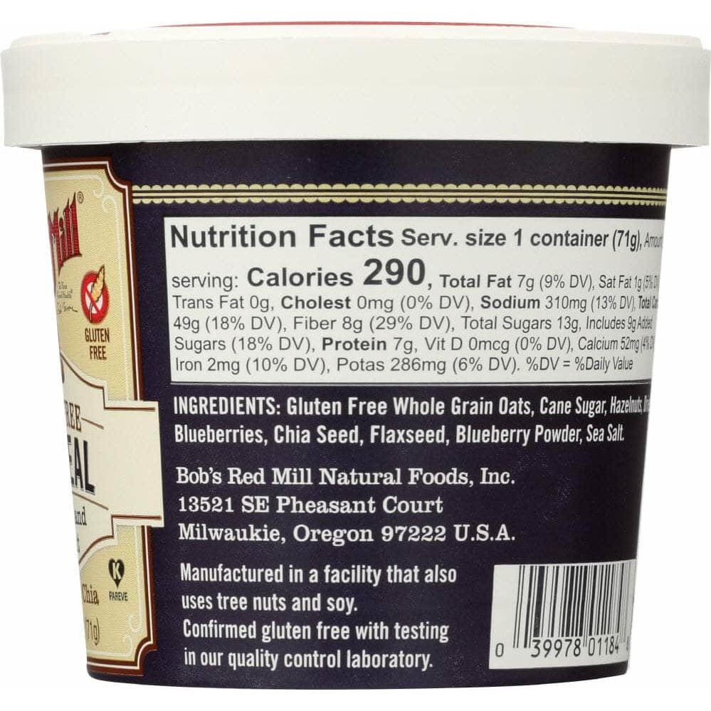 BOBS RED MILL Bob'S Red Mill Gluten Free Oatmeal Cup Blueberry And Hazelnut With Flax & Chia, 2.5 Oz