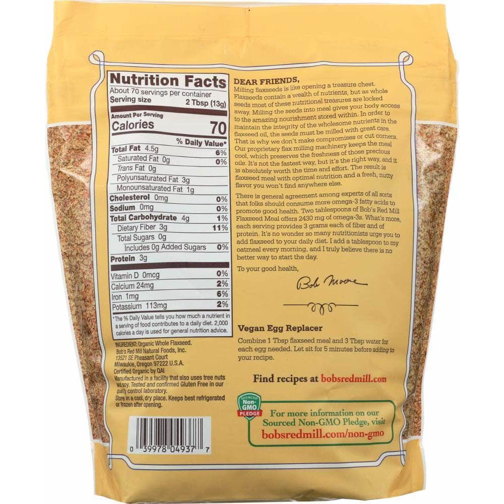 Bobs Red Mill Bobs Red Mill Organic Whole Ground Flaxseed Meal, 32 oz