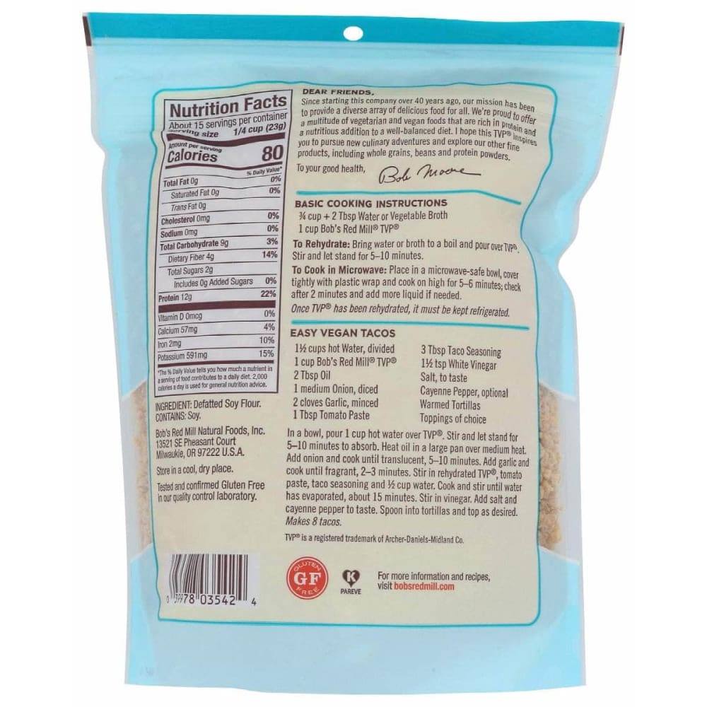 BOBS RED MILL Grocery > Pantry > Food BOBS RED MILL: Vegetable Protein Textrd, 12 oz