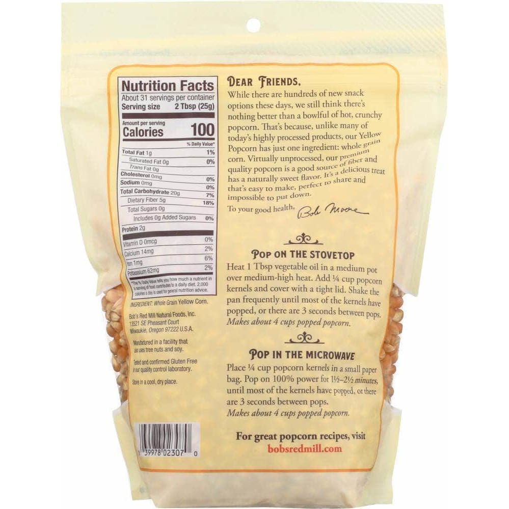 Bobs Red Mill Bobs Red Mill Yellow Popcorn Whole, 30 oz