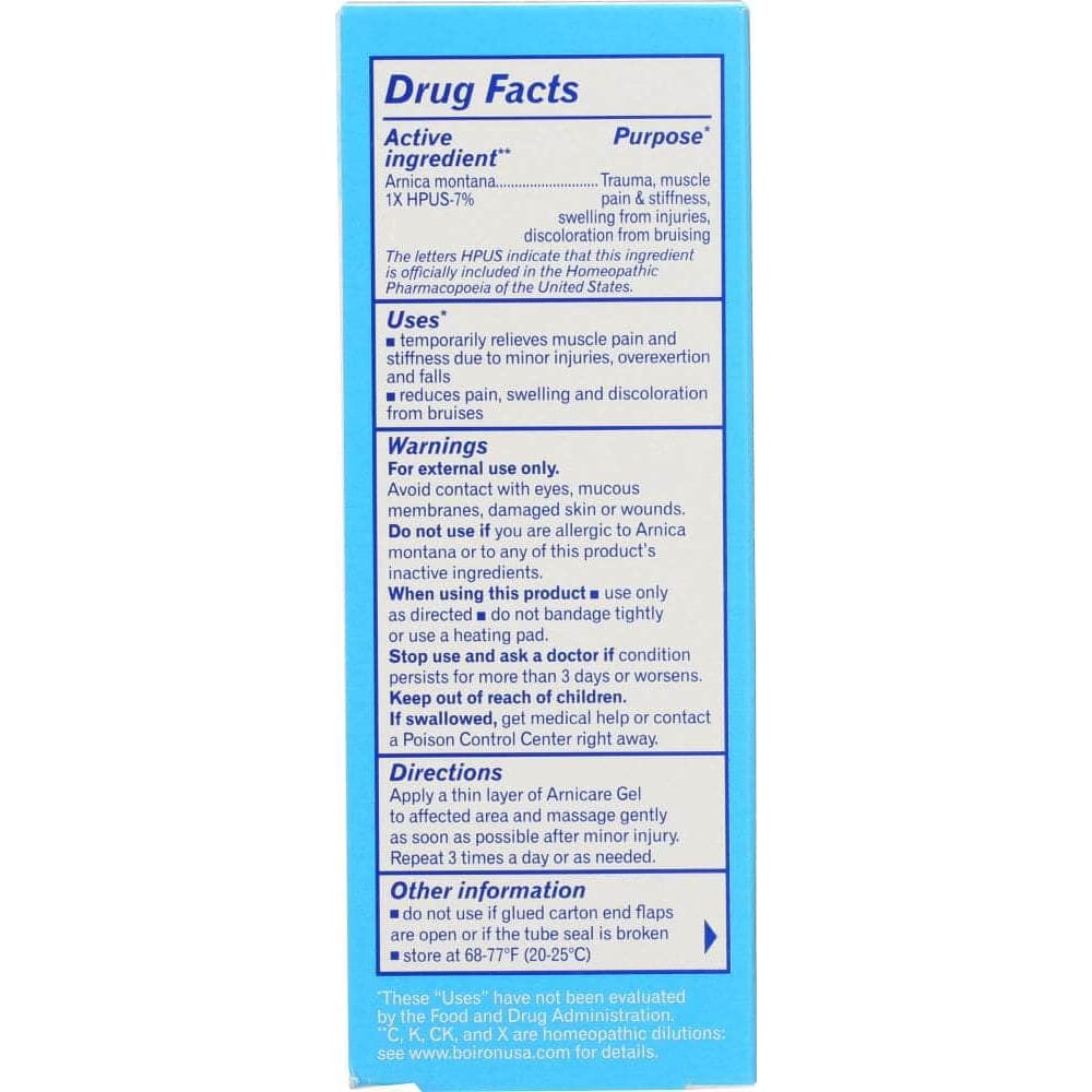 BOIRON Boiron Arnicare Arnica Gel Homeopathic Medicine, 2.6 Oz