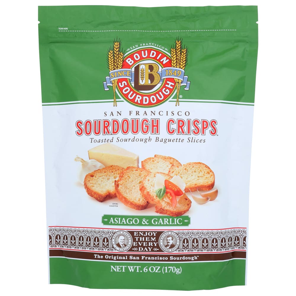 BOUDIN SOURDOUGH: Crisps Asiago Garlic 6 oz (Pack of 5) - Grocery > Snacks > Crackers > Crispbreads & Toasts - BOUDIN SOURDOUGH