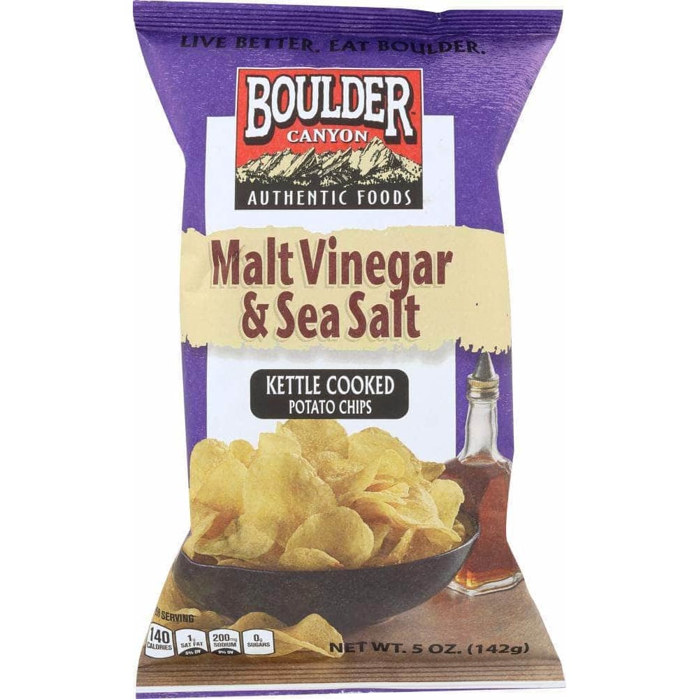 Boulder Canyon Boulder Canyon Kettle Cooked Potato Chips Malt Vinegar and Sea Salt, 5 oz