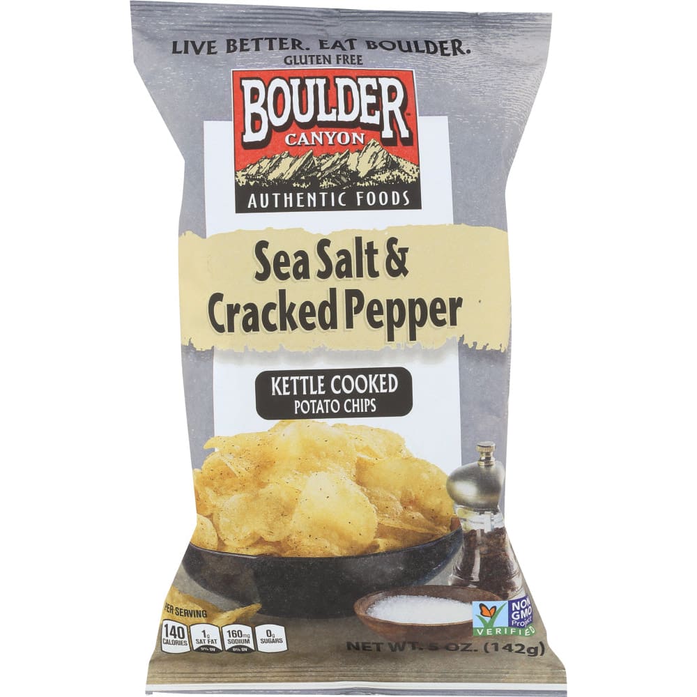 BOULDER CANYON: Sea Salt & Cracked Pepper Kettle Potato Chips 5 oz (Pack of 5) - Potato Chips - BOULDER CANYON