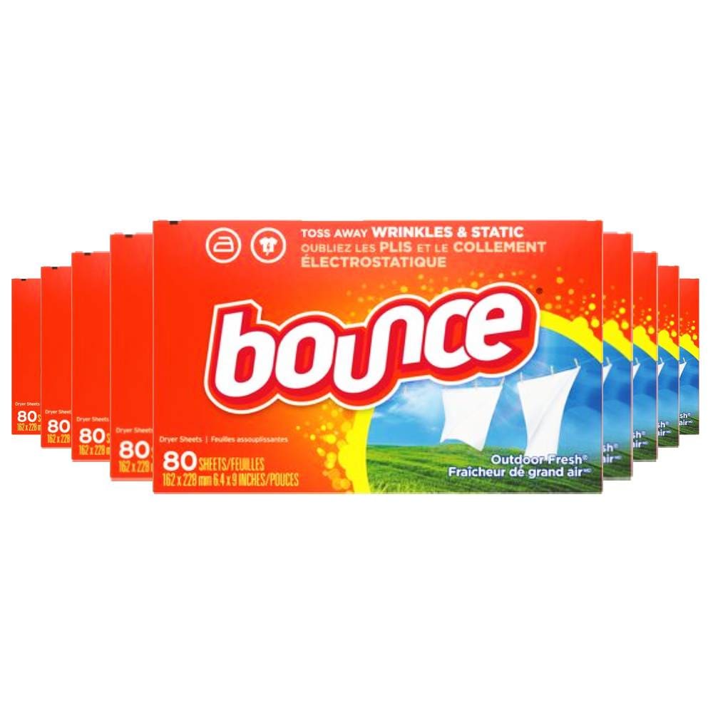 Bounce Fabric Softener Sheets, Outdoor Fresh Scent, 80 Ct Ea - 9 Pack ...