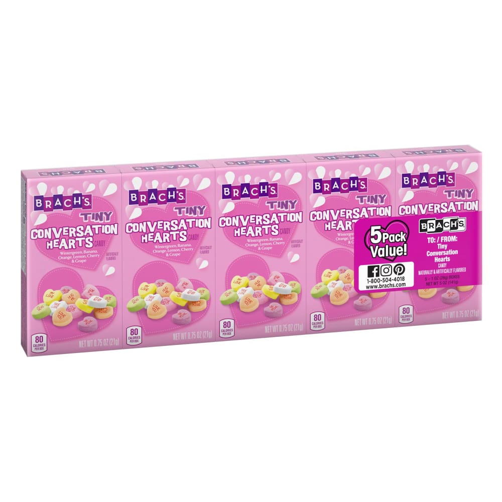 Brach’s Valentine’s Day Tiny Conversation Hearts Friendship Exchange 1 oz Boxes 5 ct - Brach’s