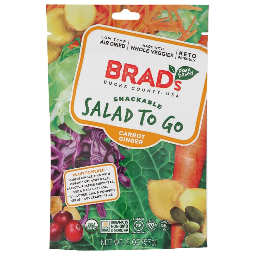 BRADS PLANT BASED: Salad To Go Carrot Ginger 2 oz - Grocery > Snacks > Nuts > Vegetables Dried - Brads Plant Based