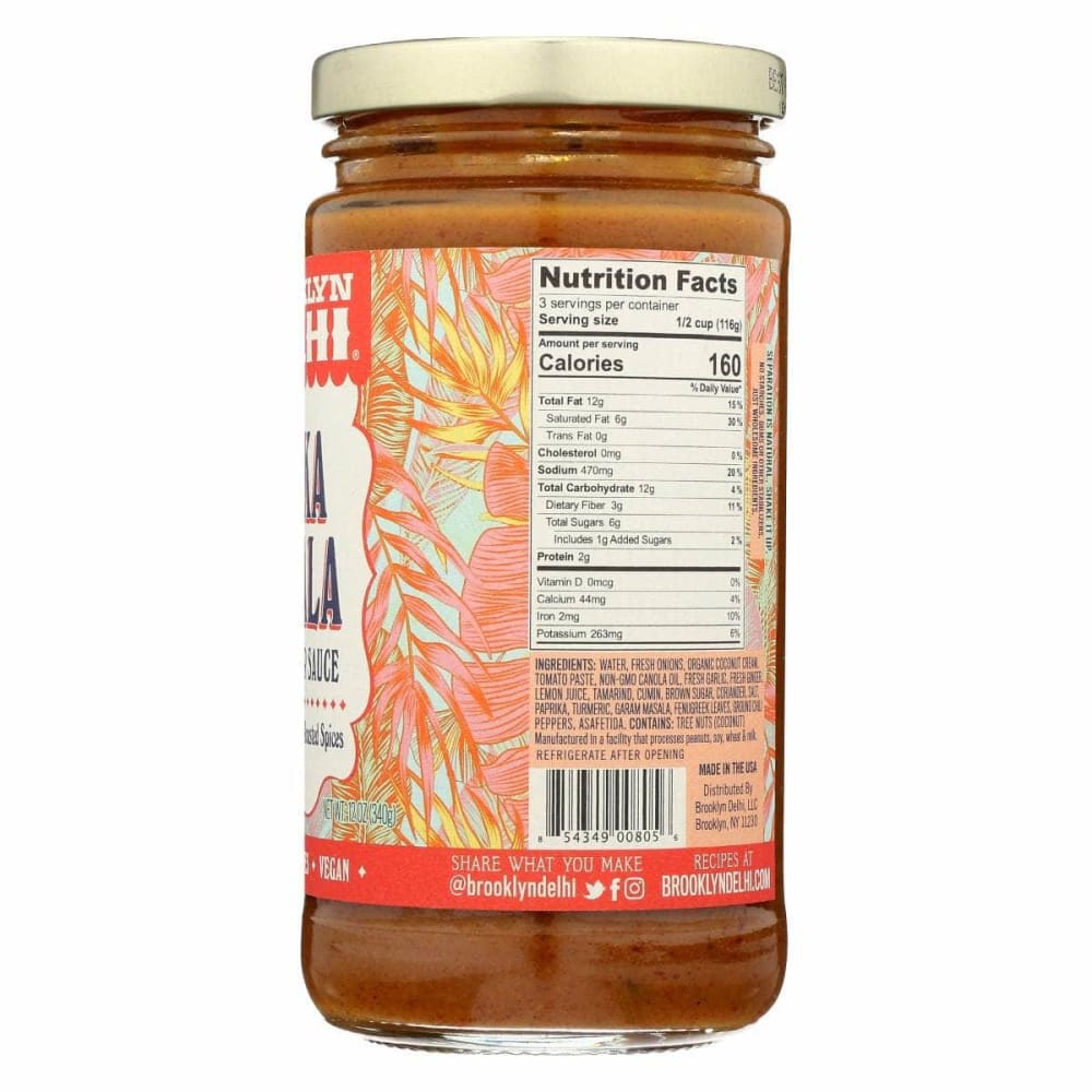 BROOKLYN DELHI Grocery > Cooking & Baking > Seasonings BROOKLYN DELHI: Sauce Simmer Tikka Masala, 12 oz