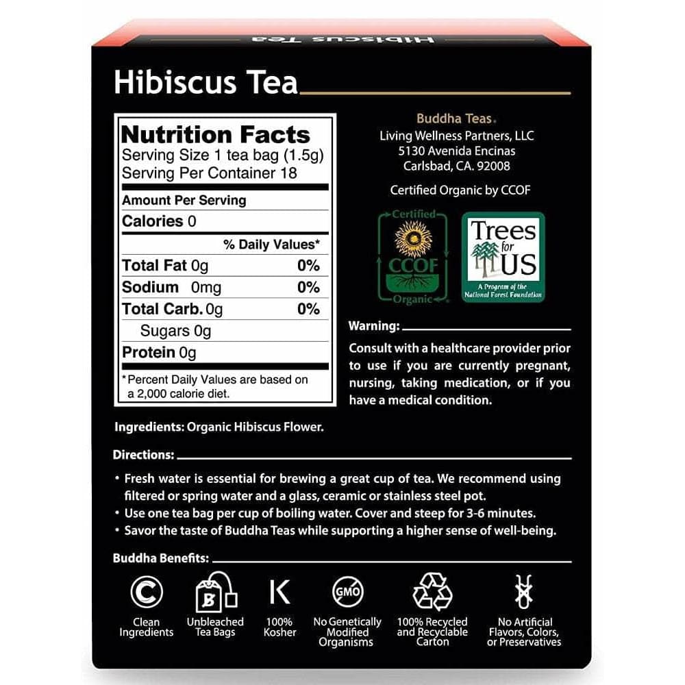 BUDDHA TEAS Buddha Teas Hibiscus Tea, 18 Bag