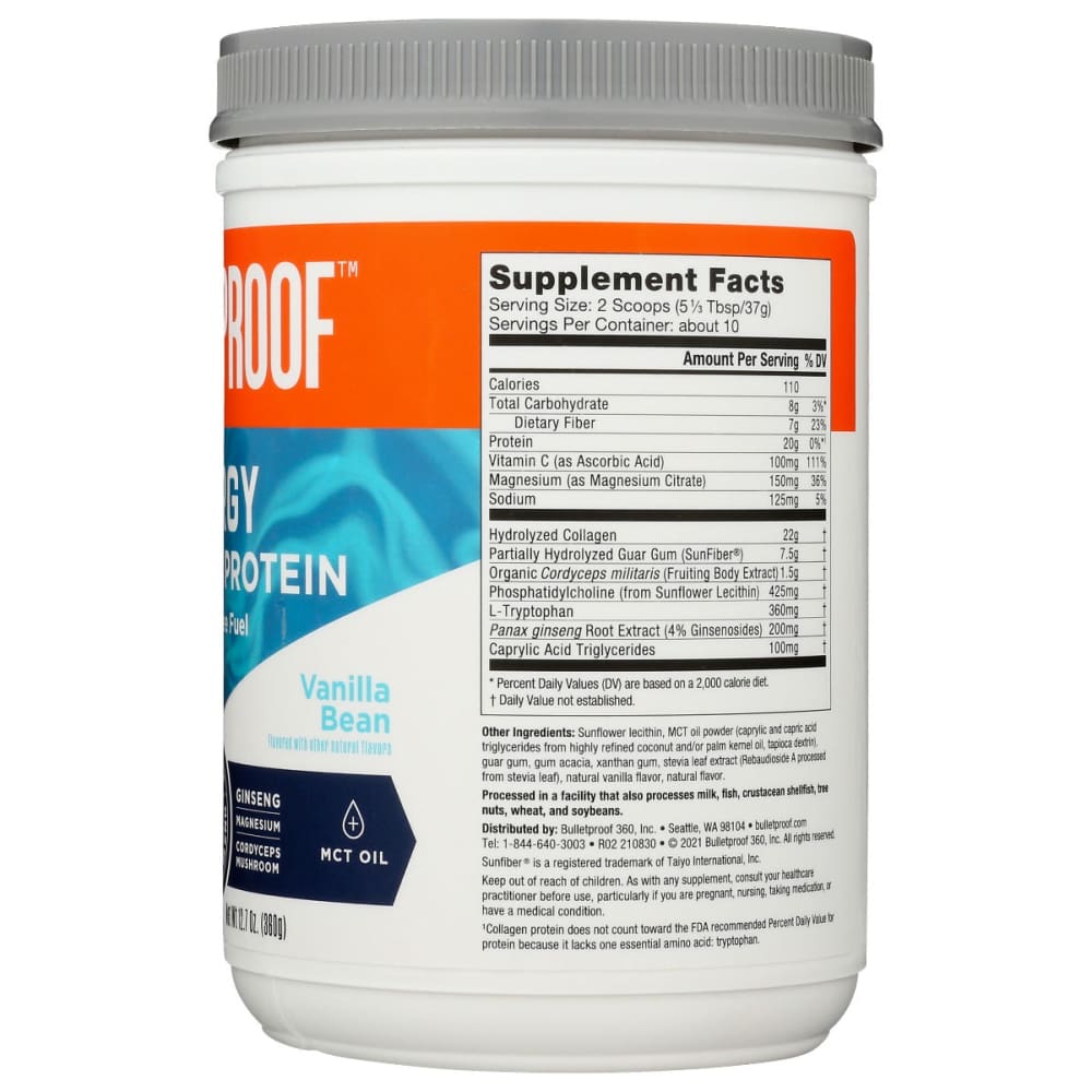 BULLETPROOF: Energy Collagen Protein Vanilla Bean 12.7 oz - Vitamins & Supplements > Protein Supplements & Meal Replacements - BULLETPROOF