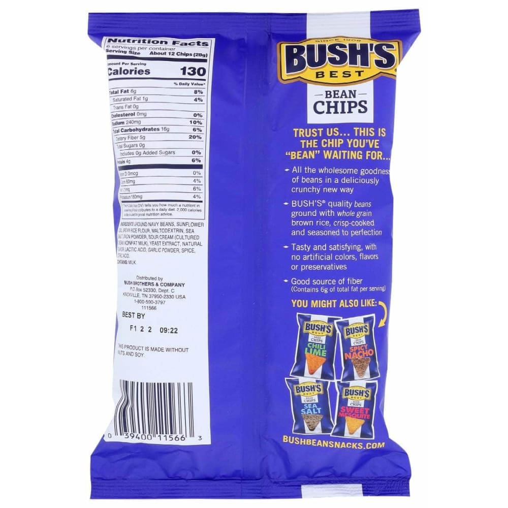 BUSHS BEST Grocery > Snacks > Chips > Snacks Other BUSHS BEST: Chips Sour Crm Onion Bean, 6 oz