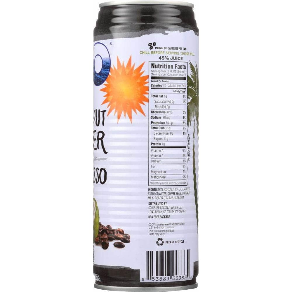 C2O C20 Water Coconut Pure with Espresso, 17.5 oz