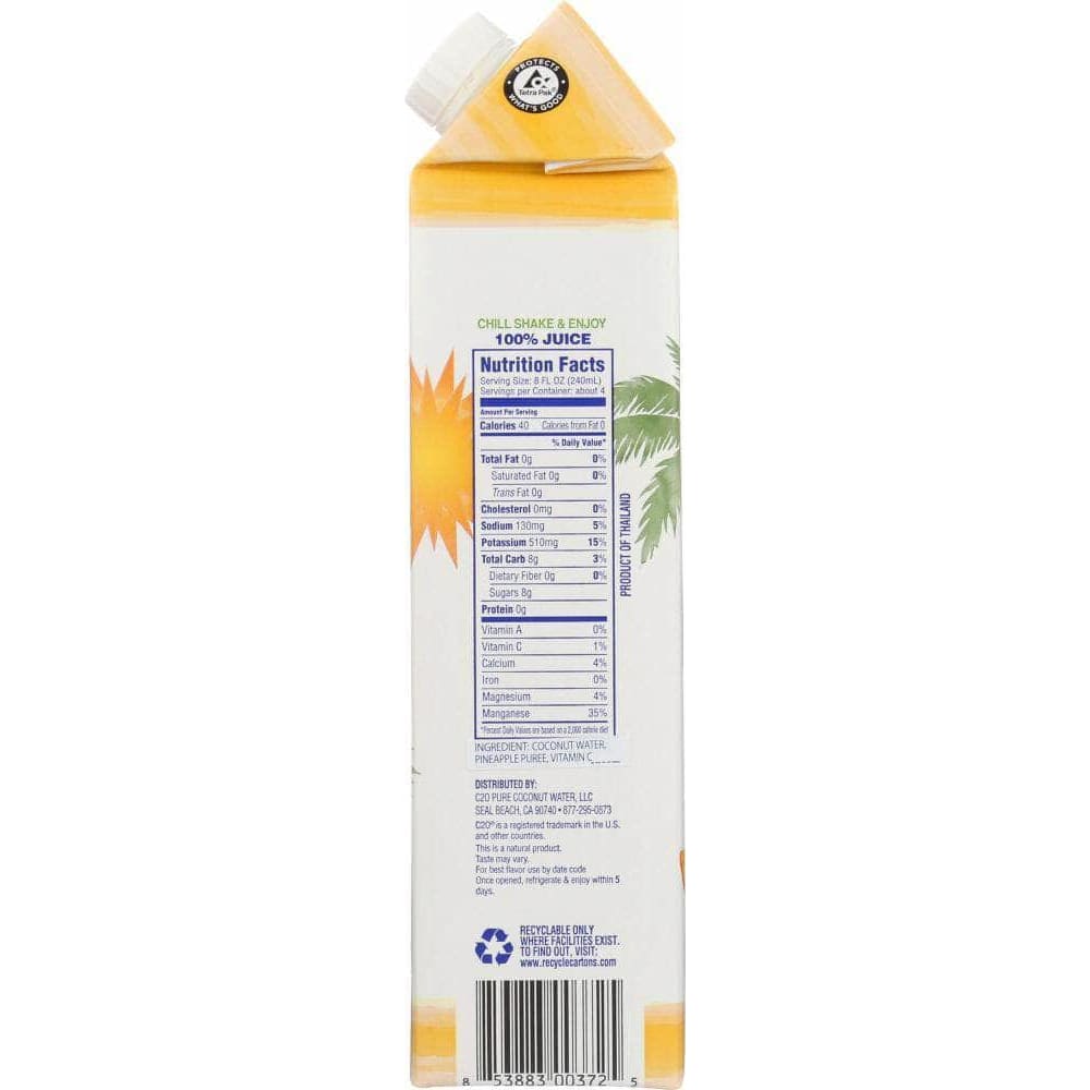 C2O C20 Water Coconut with Pineapple, 1 lt