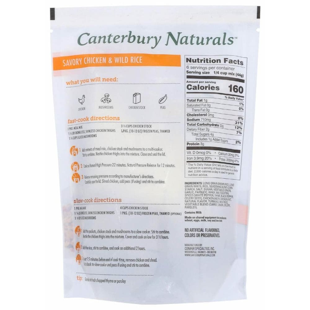 CANTERBURY NATURALS Grocery > Pantry > Rice CANTERBURY NATURALS: Meal Kit Chkn & Wld Rice, 9.4 oz