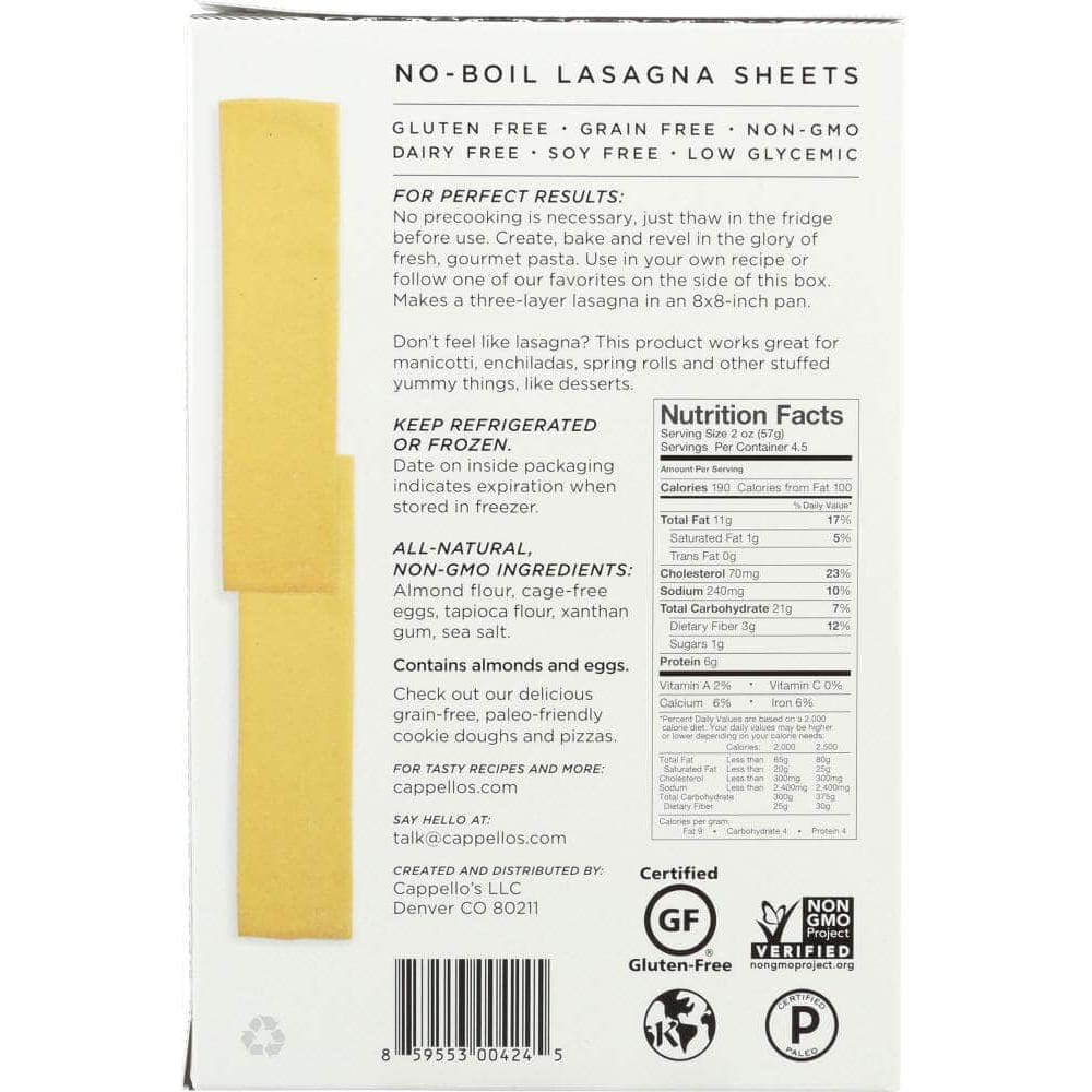 Cappellos Cappellos Lasagna Sheets, 9 oz