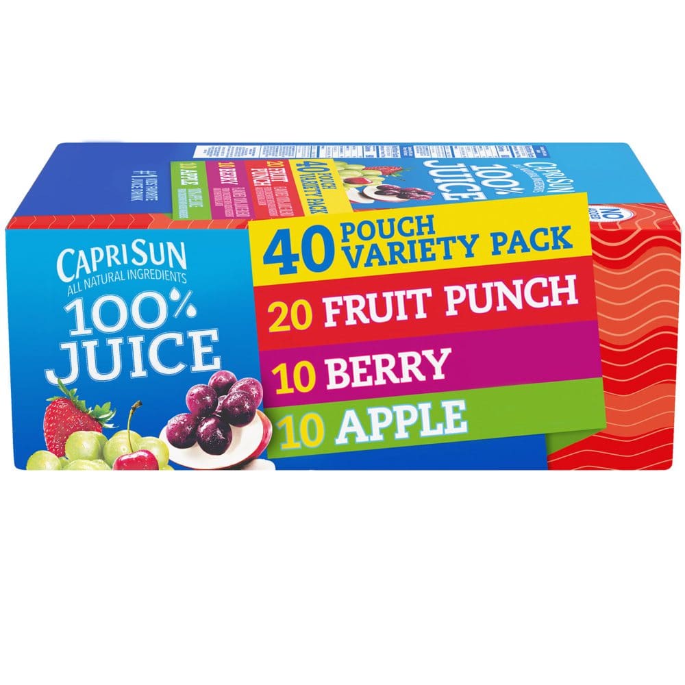 Capri Sun 100% Juice Fruit Punch Berry & Apple Juice Box Pouches Variety Pack (6 fl. oz. pouches 40 pk.) - Juice & Kids Drinks - Capri