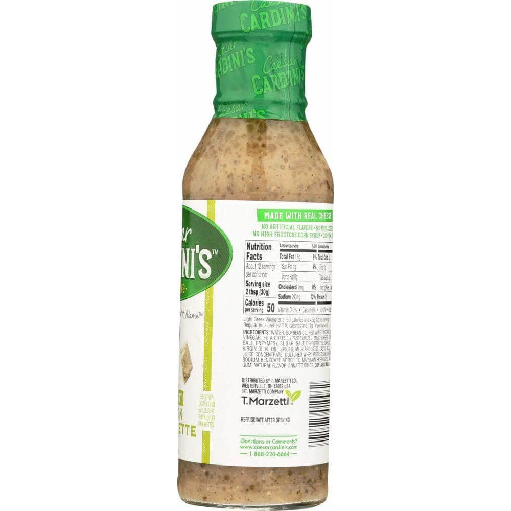 Caesar Cardinis Cardini's Light Greek Vinaigrette Dressing, 12 oz