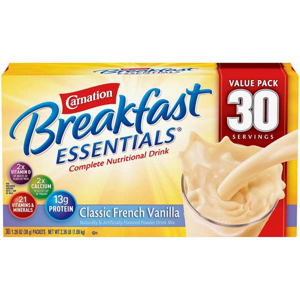 Carnation Breakfast Essentials Nutritional Drink Mix Vanilla (30 ct.) - Powdered & Liquid Drink Mixes - Carnation