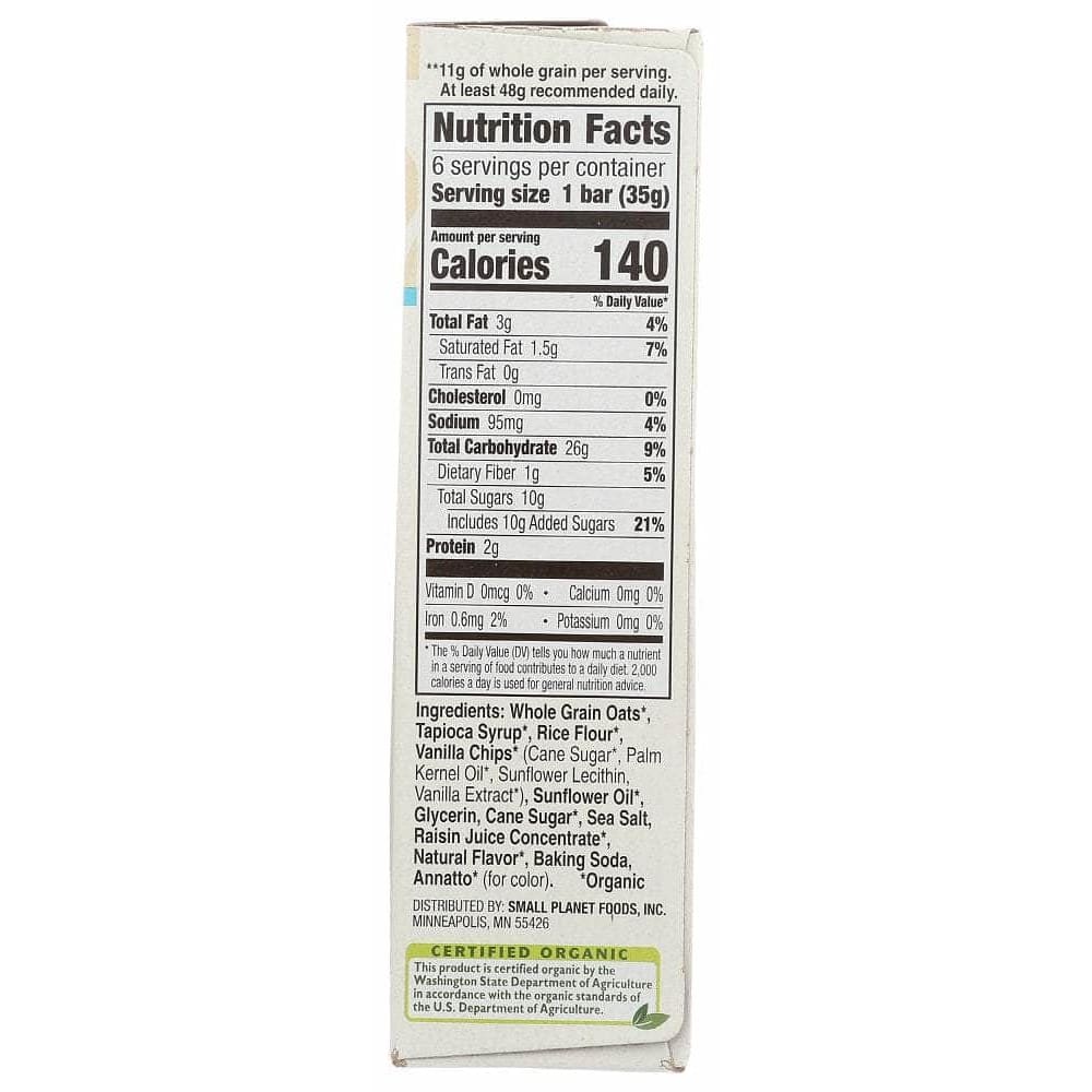 CASCADIAN FARM Cascadian Farm Organic Chewy Vanilla Chip Granola Bar, 7.4 Oz