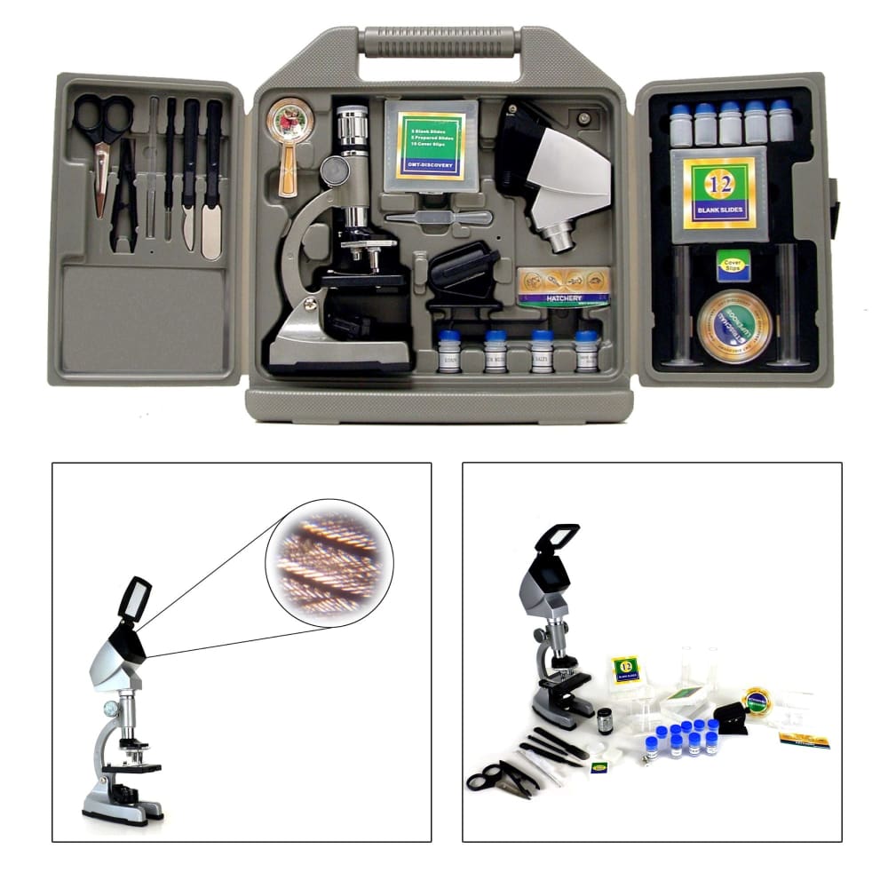 Cassini 50x-1200x 67-Pc. Zoom Microscope Set with Projection Hood - Cassini