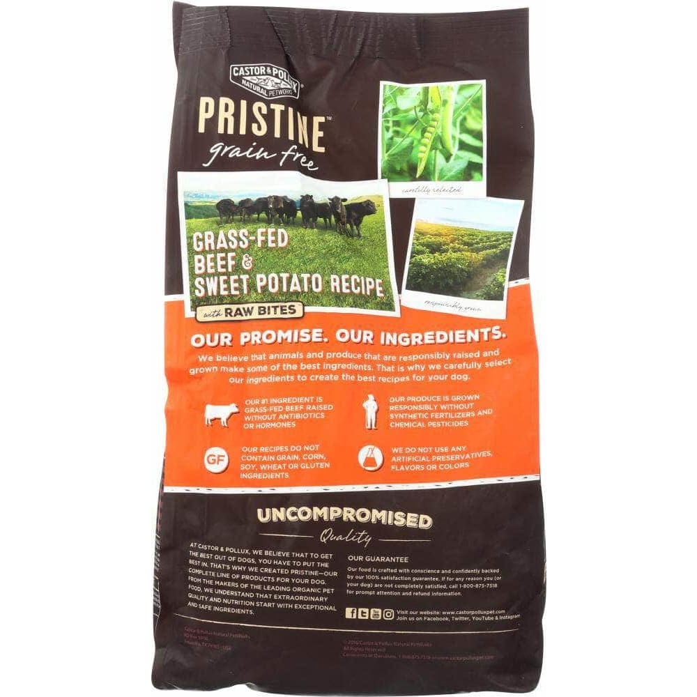 Castor & Pollux Castor & Pollux Pristine Grain Free Grass-Fed Beef & Sweet Potato Recipe With Raw Bites 4 Lb