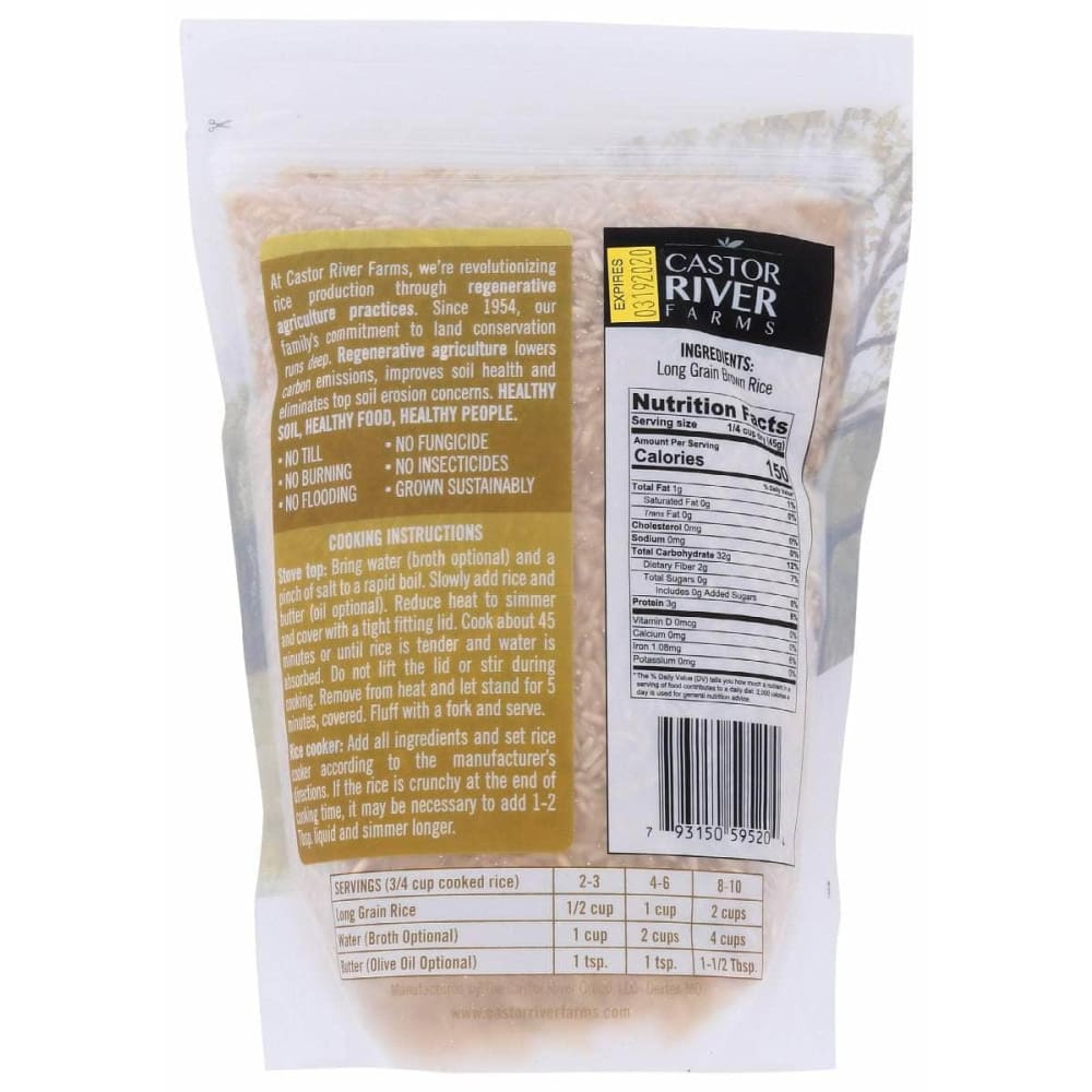 CASTOR RIVER FARMS Grocery > Pantry > Rice CASTOR RIVER FARMS: Long Grain Brown Rice, 32 oz