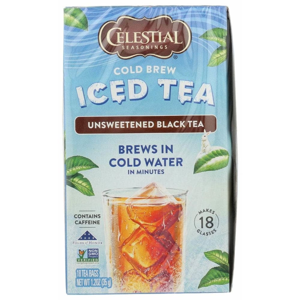 CELESTIAL SEASONINGS Grocery > Beverages > Coffee, Tea & Hot Cocoa CELESTIAL SEASONINGS: Cold Brew Iced Tea Unsweetened Black Tea, 18 bg