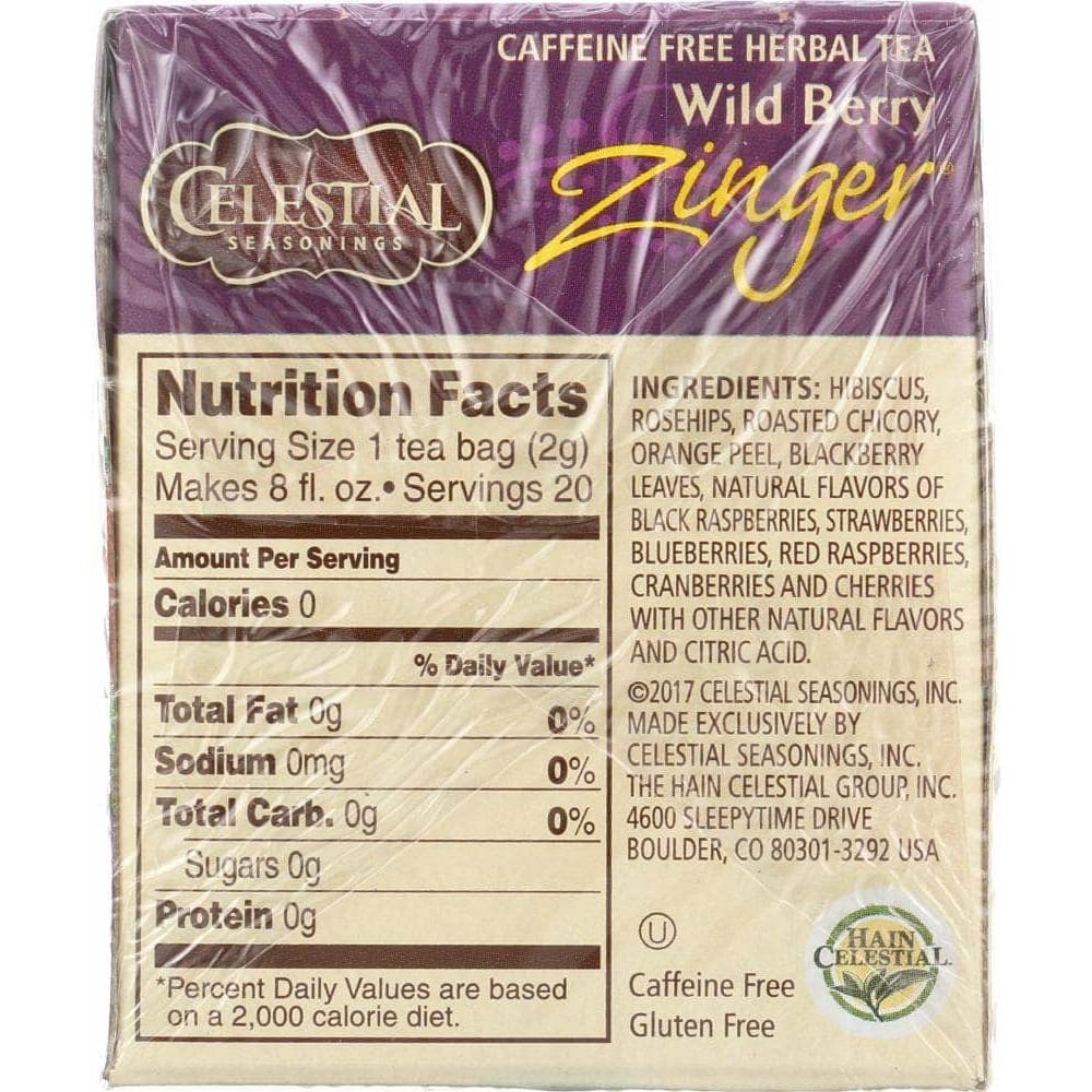 Celestial Seasonings Celestial Seasonings Wild Berry Zinger Herbal Tea Caffeine Free 20 Tea Bags, 1.7 oz