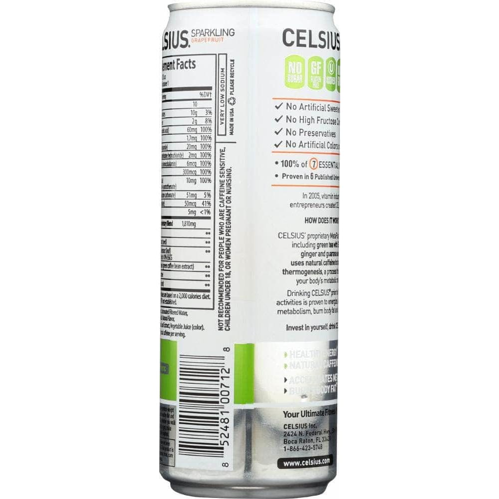 Celsius Celsius Beverage Sparkling Grapefruit, 12 oz