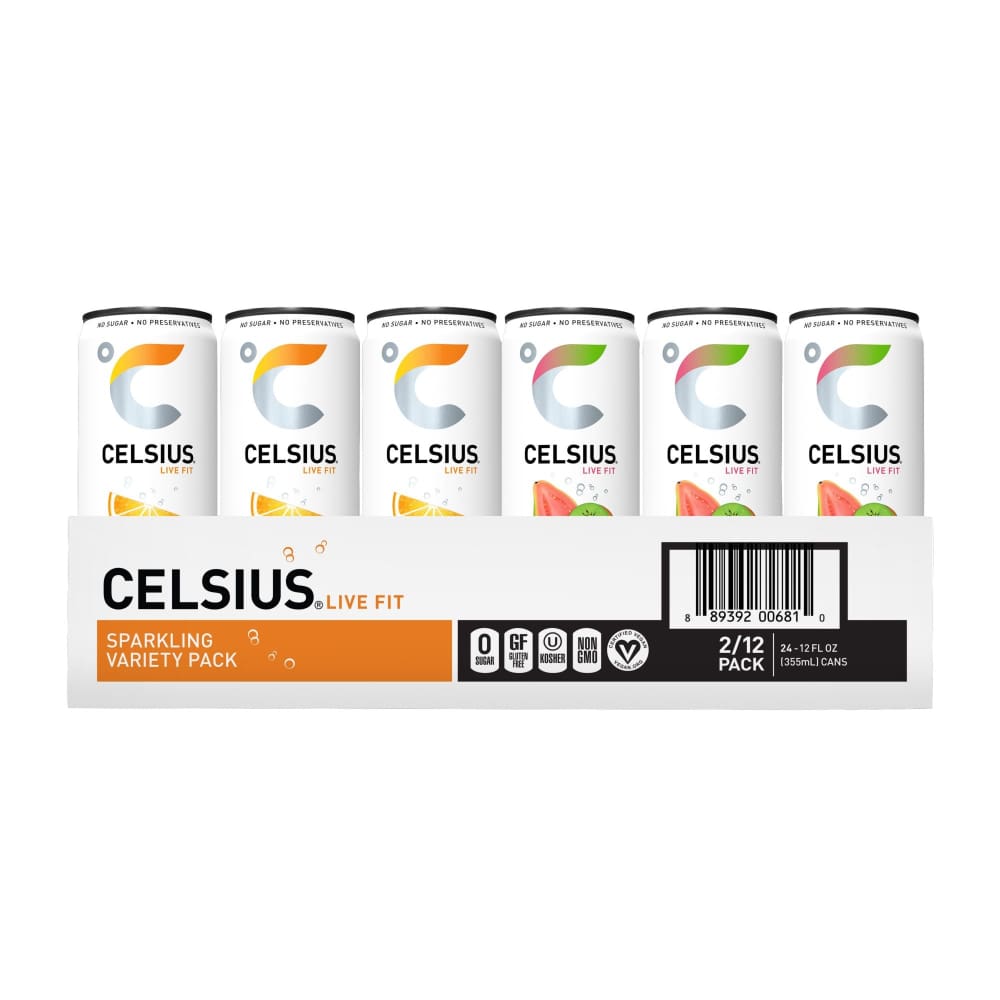 Celsius Essential Energy Variety Pack - Orange & Kiwi Guava 24 ct./12 oz. - Home/Grocery Household & Pet/Beverages/Sports & Nutritional