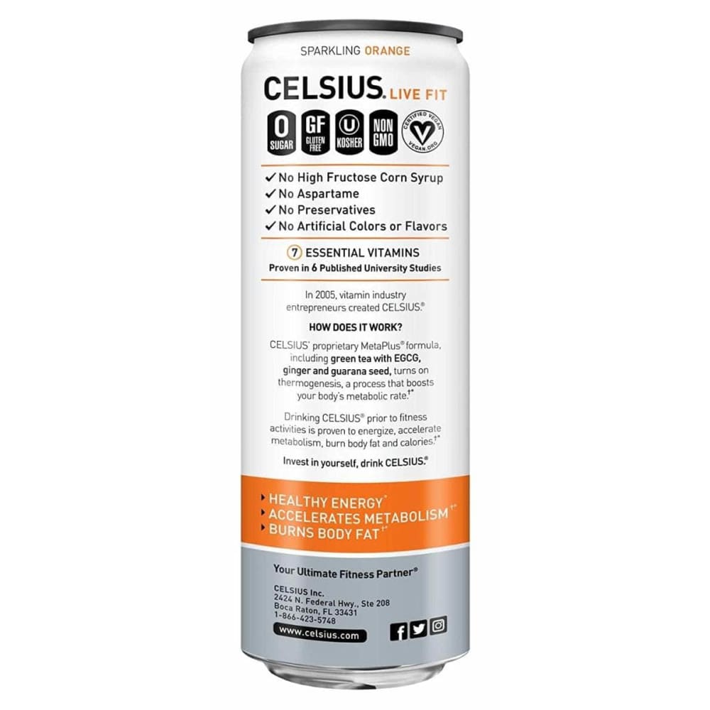 CELSIUS Celsius Live Fit Sparkling Orange, 12 Oz