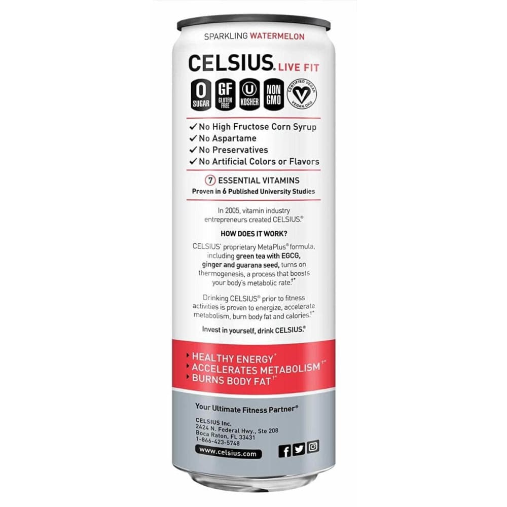 CELSIUS Celsius Live Fit Sparkling Watermelon, 12 Oz