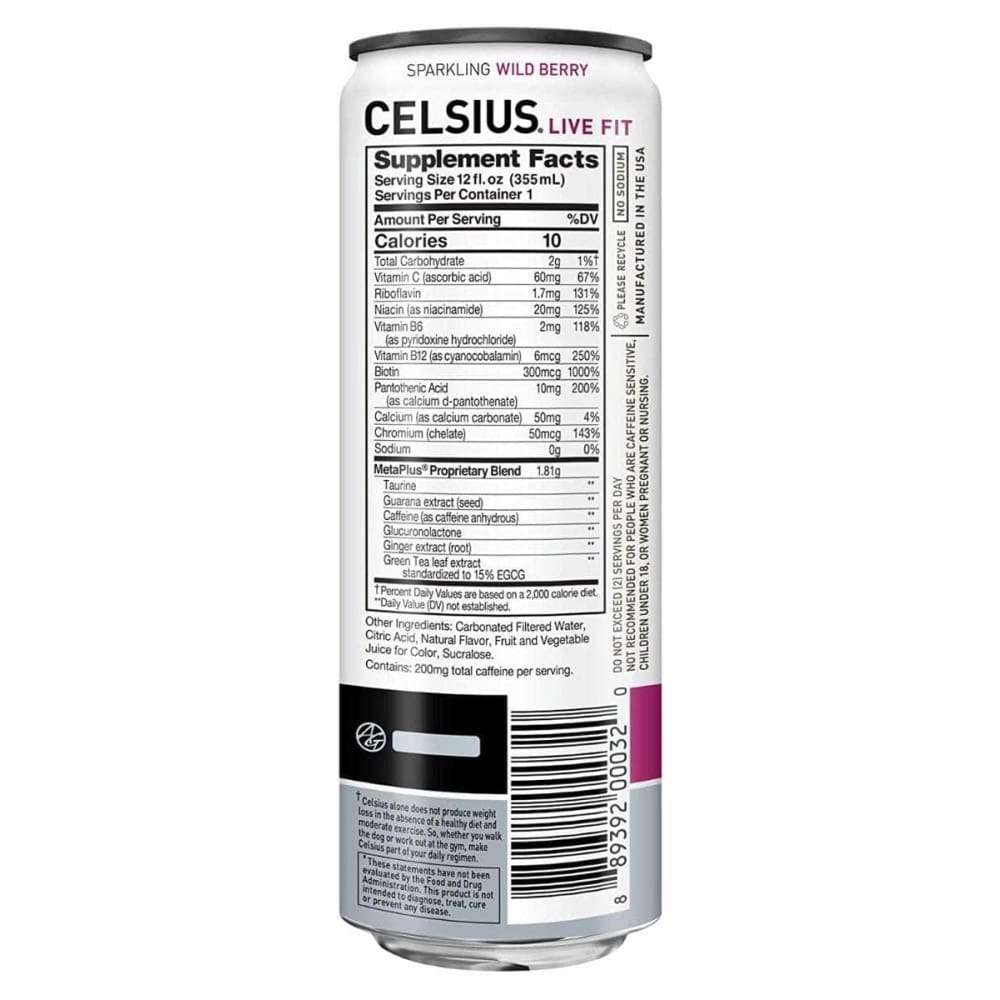 CELSIUS Celsius Live Fit Sparkling Wild Berry, 12 Oz