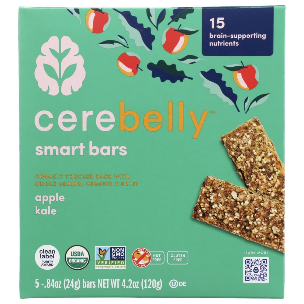 CEREBELLY: Apple Kale Toddler Bar 4.2 oz (Pack of 4) - Snacks - CEREBELLY