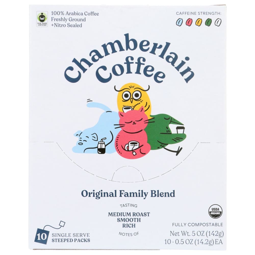 CHAMBERLAIN COFFEE: Original Family Blend 10Pk 5 OZ - Grocery > Beverages > Coffee Tea & Hot Cocoa - CHAMBERLAIN COFFEE