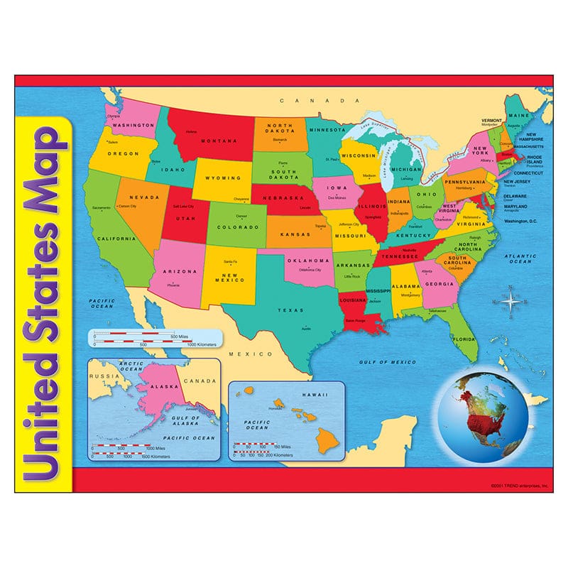 Chart Usa Map 17 X 22 Gr 1-8 (Pack of 12) - Maps & Map Skills - Trend Enterprises Inc.