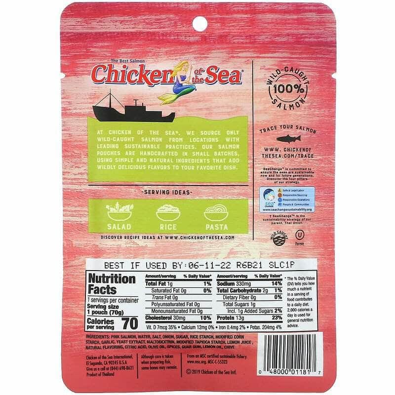 CHICKEN OF THE SEA Grocery > Pantry > Meat Poultry & Seafood CHICKEN OF THE SEA Wild Caught Pink Salmon Lemon And Chive, 2.5 oz