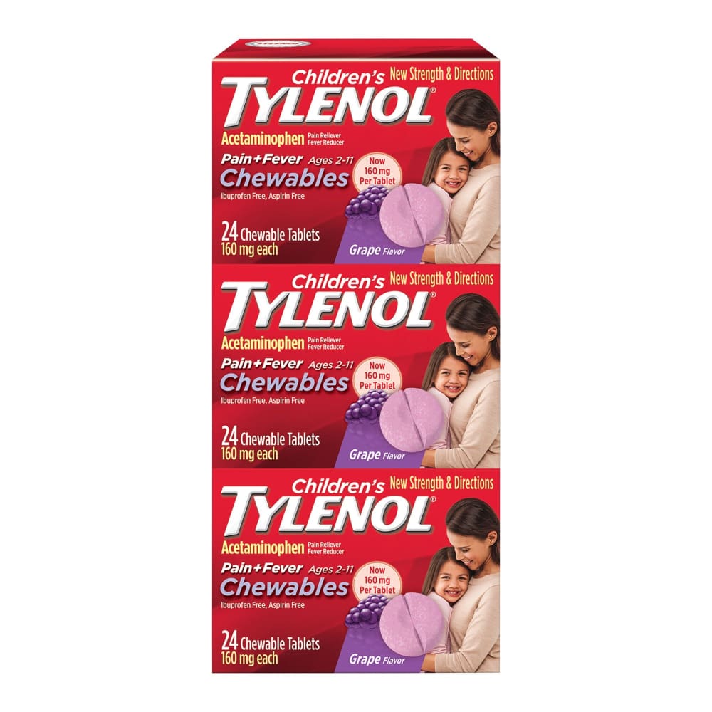 Tylenol Children’s Tylenol Grape Chewable Tablets with Acetaminophen 72 ct./160 mg - Home/Health & Beauty/Medicine Cabinet/Pain & Fever