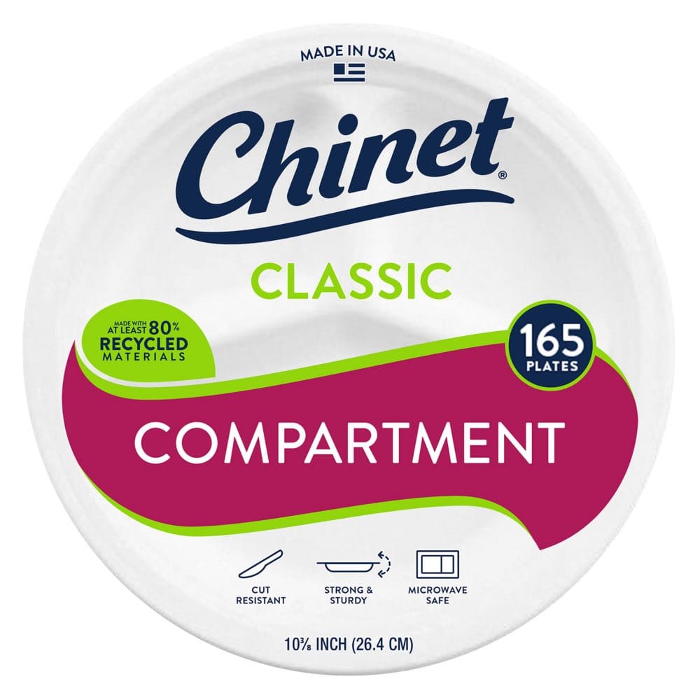 Chinet Classic Compartment Paper Plate 10.38 (165 ct.) - Disposable Tableware - Chinet