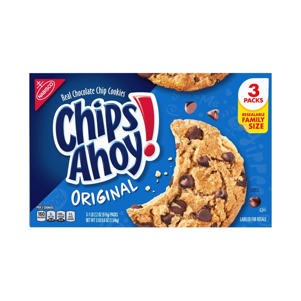 Chips Ahoy Chocolate Chip Cookies Family Size 3 pk. - Home/Grocery Household & Pet/Canned & Packaged Food/Snacks/Cookies/ - Nabisco