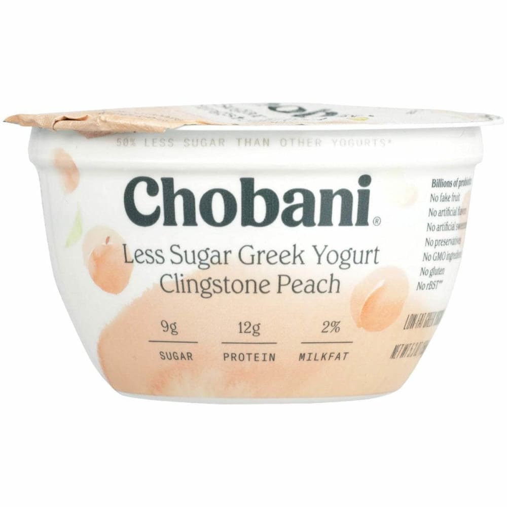 Chobani Chobani Less Sugar Greek Yogurt Clingstone Peach, 5.30 oz