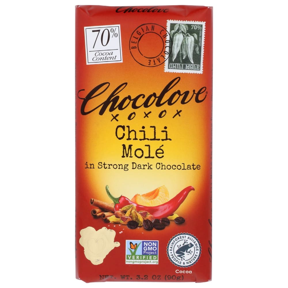 CHOCOLOVE: Chili Mole Dark Chocolate Bar 3.2 oz (Pack of 5) - CHOCOLOVE