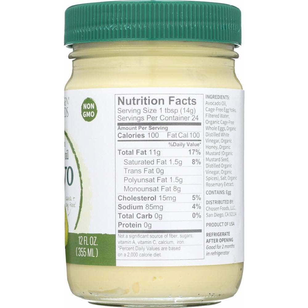 Chosen Foods Chosen Foods 100% Pure Avocado Oil Mayo, 12 oz